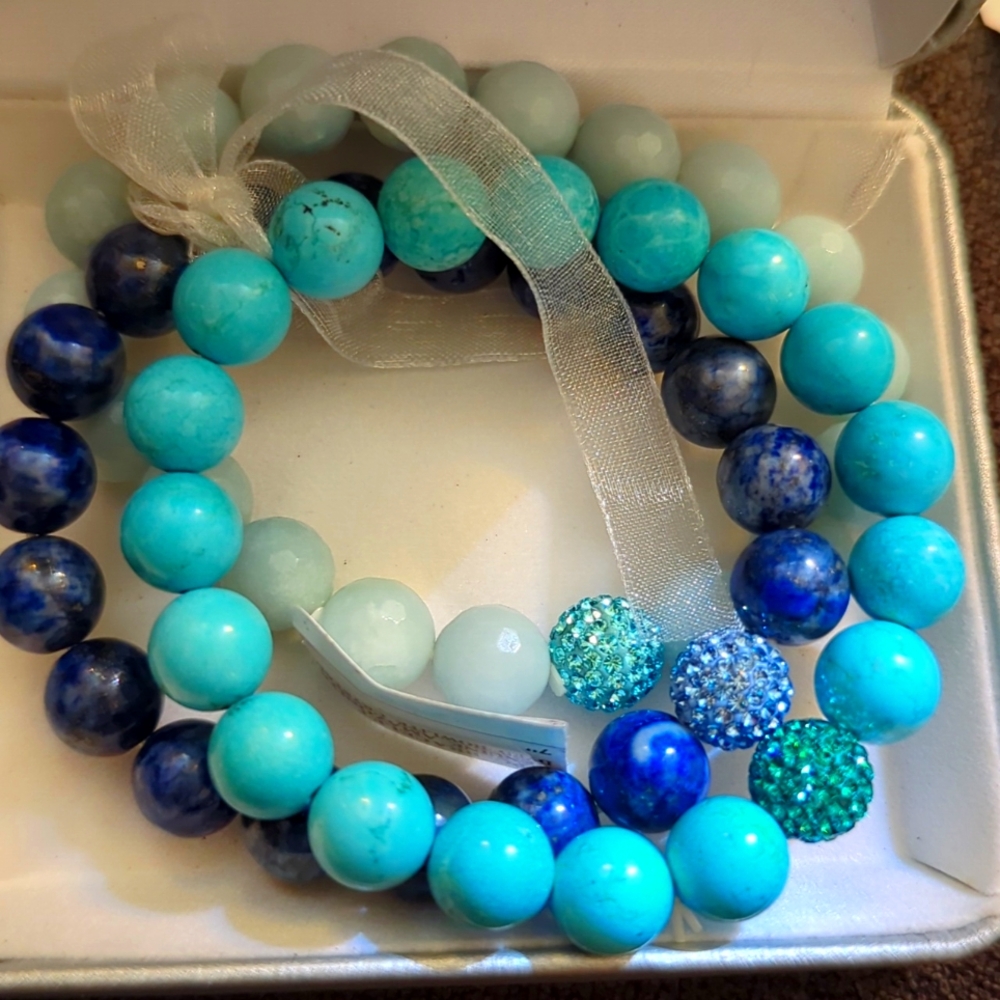 Amazonite Crystal beaded bracelet
